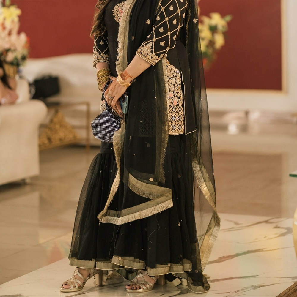 Elegant Black and Gold Lehenga